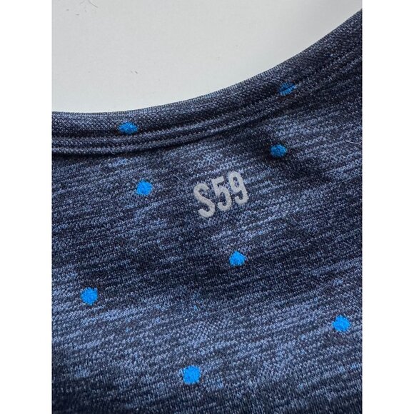 SPLITS59 Coco Navy Blue Polka Dot Seamless Jersey Cropped T-Shirt Top, Size S/M - Picture 13 of 15